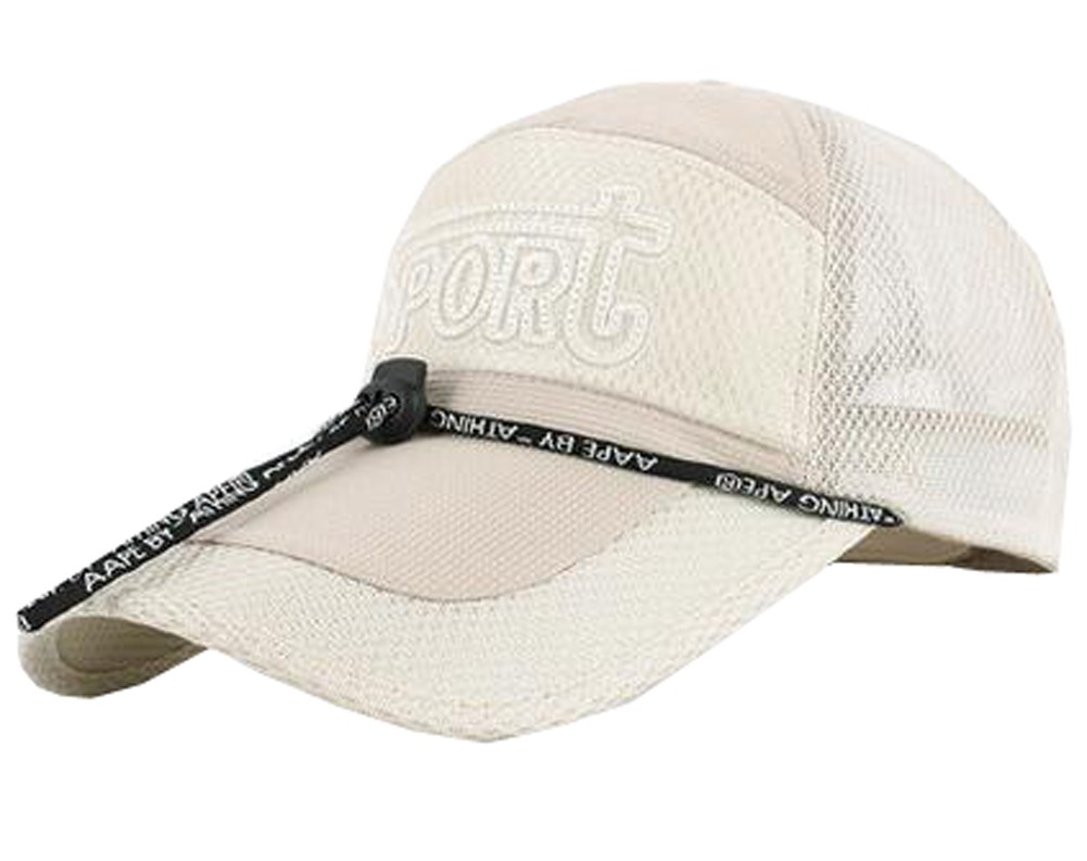 Outdoor Men's Cap Baseball Cap Summer Breathable Sunscreen Hat Adjustable Free Size(Beige)