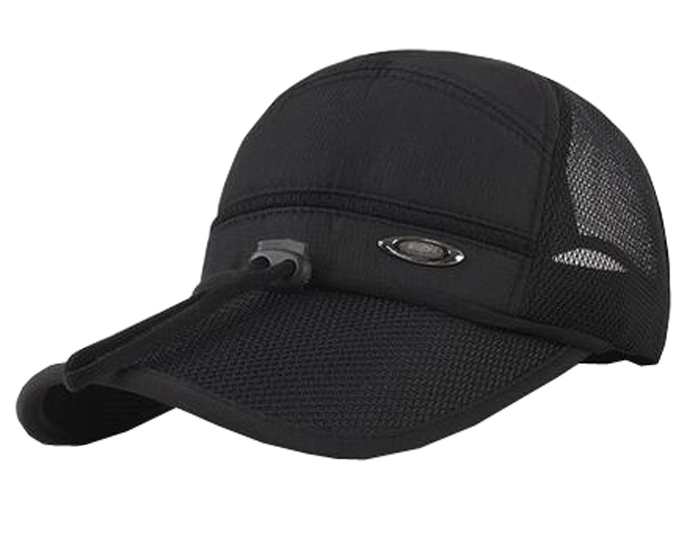 Outdoor Men's Cap Baseball Cap Summer Breathable Sunscreen Hat Adjustable Free Size(Black-4)