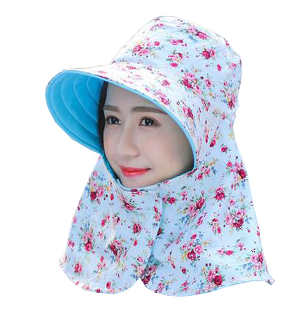 Women Outdoor Summer Sun Flap Cap Hat Neck Cover Face UV Protection Hat Free Size (Foldable#01)