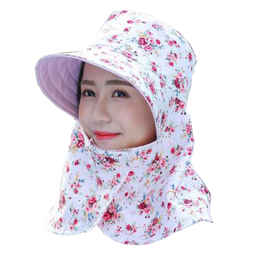 Women Outdoor Summer Sun Flap Cap Hat Neck Cover Face UV Protection Hat Free Size (Foldable#03)