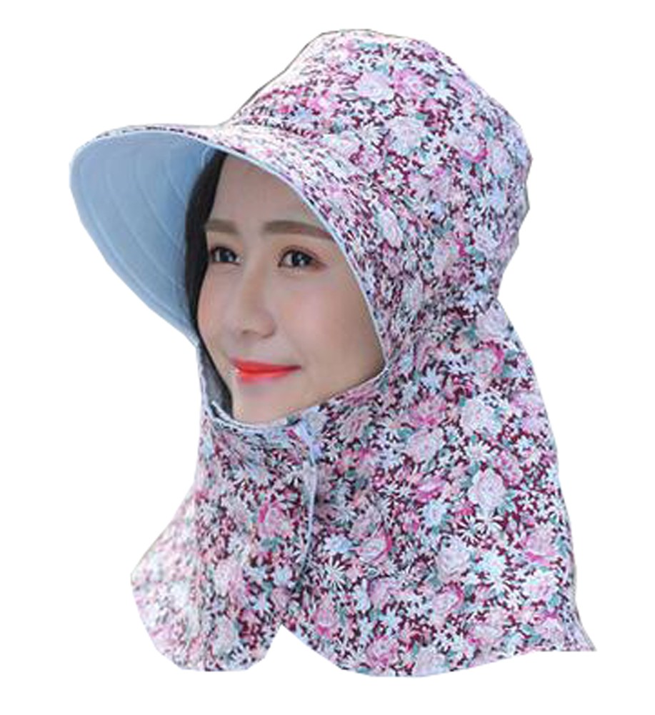 Women Outdoor Summer Sun Flap Cap Hat Neck Cover Face UV Protection Hat Free Size (Foldable#06)