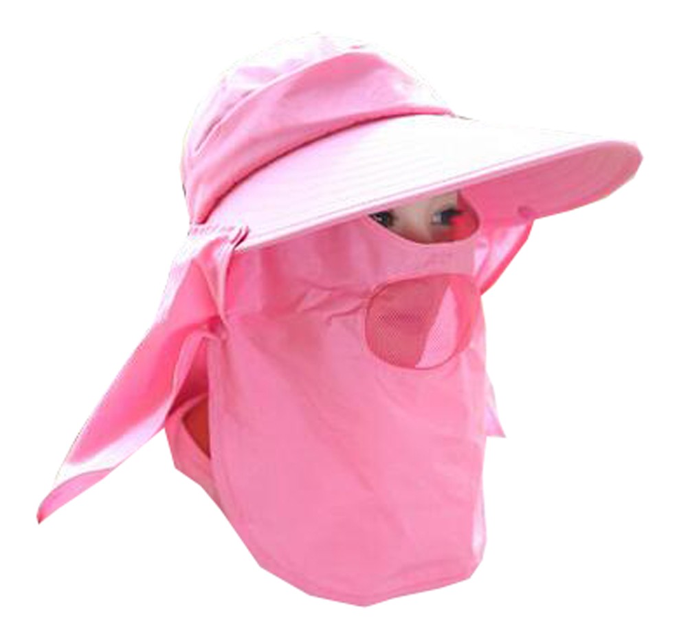Women Outdoor Summer Cap Face Anti-UV Hat Neck Protection Cover Free Size (Breathable#09)
