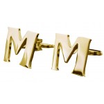 A Pairs of 'M' Golden Men Cufflinks Men's Fashion Luxurious Tuxedo Shirts Cufflinks