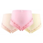 3PCS Cotton Adjustable High-waisted Sexy Lace Maternity Underwear, XXL