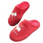 Slippers  Floor Slippers Family Cotton Warm Slippers-Zebra Rose Red