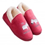 Slippers  Floor Slippers Family Cotton Warm Slippers Shoes-Zebra Rose Red