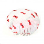 Stylish Design Waterproof Double Layer Shower Cap Spa Bathing Caps, White Bow