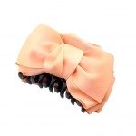 [Set Of 2] Handmade Bowknot Jaw Clip Hair Styling Claws, 3.7 inches, ORANGE