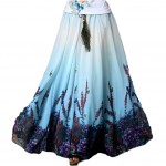 [Blue Lavender] Bohemian Chiffon Lavin Bust Skirt Maxi Long Skirt,One Size
