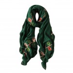 Lightweight Soft Scarf/Fashion Shawl for Lady/Embroidery Scarf,Leaves,Deep Green