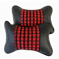 Auto Supplies A Pair of Seat Headrest Comfortable Neck/Head Pillow, Black&Red