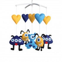 [Heart and Monster] Handmade Baby Mobile Crib Rotate Bed Bell with Music