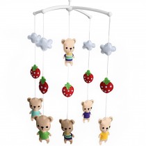 [Strawberry and Cartoon Bears] Unisex Baby Crib Rotatable Musical Mobile