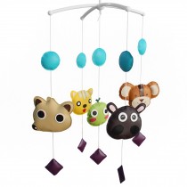 Cute PU Leather Animal Dolls Handmade Baby Crib Rotatable Musical Mobile