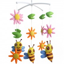 Crib Musical Mobile, [Happy Mood] Handmade Gift for Baby [Flower and Bee]
