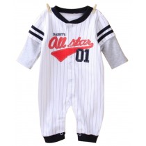 Baby Suit Baby Clothing Long-Sleeved Cotton Baby Crawl Sports Clothing White