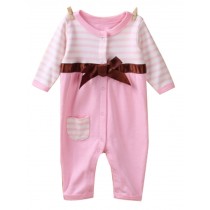 Baby Suit Baby Clothing Long-Sleeved Cotton Baby Crawl Sports Clothing Pink