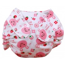 Set of 2 Cotton Diaper Pants Diapers Leak Proof Breathable Waterproof Pink A