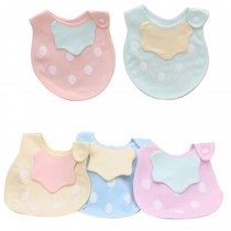 Set Of 5 Baby Bibs Waterproof Soft Adjustable Neckban Pink Green Yellow Blue