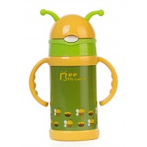 Bee Flowers Vacuum Insulated Stainless Steel Sippy Cup with Handle, 9 oz, Green