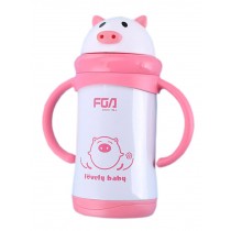 Lovely Pig Vacuum Insulated Stainless Steel Sippy Cup with Handle, 9 oz, Pink