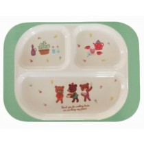 Practical Baby Eating Plates Children's Tableware Cute Points Tray, Green