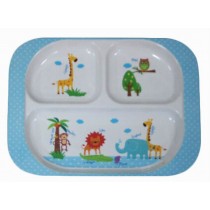 Practical Baby Eating Plates Children's Tableware Cute Points Tray, Blue