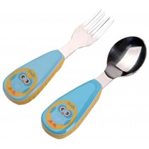 Children Stainless Steel Fork Spoon Suit Cutlery Fork Spoon Blue