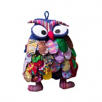Ethnic Style Handmade Special Kids Backpack Pretty Owl Whimsical Backpack Blue