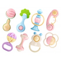 8PCS Educational Toy Cute Soft Baby Teether Toy Infant Gum Massager Gift Set