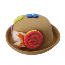 Cute Baby Woolen Bowler Hat Children Bucket Hat Candy Khaki