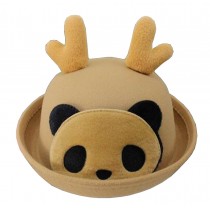 Lovely Baby Woolen Bowler Hat Children Bucket Hat Panda Khaki