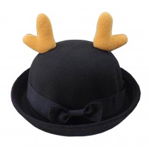 [Antlers Black] Lovely Baby Woolen Hat Children Bucket Hat Bowler Hat