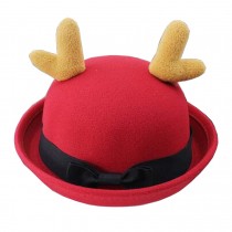 Lovely Baby Woolen Hat Children Bucket Hat Bowler Hat Antlers Red