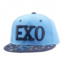Korean Wave Kids Baseball Cap Hip-Hop Hat Embroidered Children Cap(Blue)