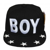 Korean Wave Kids Baseball Cap Hip-Hop Hat Embroidered BOY Children Cap(Black)