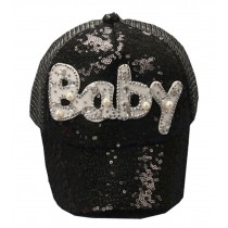 Korean Wave Kids Baseball Cap Hip-Hop Hat Embroidered BABY 3-8 Years(Black)