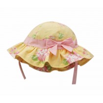 Summer Baby Girl Caps Cotton Sun Hat For 2-3 Years Baby Yellow Flower