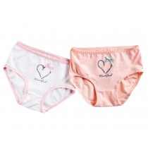 Set of 2, Girls Soft Cotton Panties Comfortable Underwear [Heart]