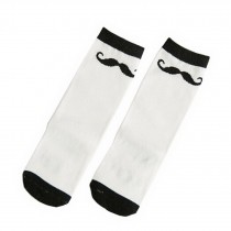 2 Pairs Knee High Stockings Unisex-baby Tube Socks for Kids [Mustache, White]