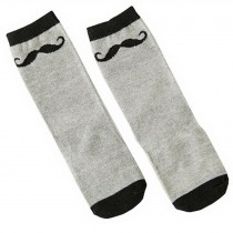 2 Pairs Knee High Stockings Unisex-baby Tube Socks for Kids [Mustache, Grey]