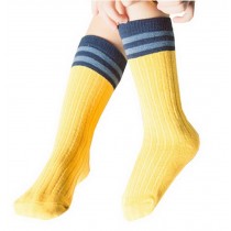 2 Pairs Knee High Stockings Unisex-baby Tube Socks for Kids [Stripes, Yellow]