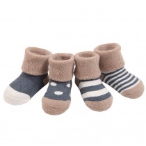 Set of 4 Soft Cotton Baby Socks Warm Winter Cute Infant Socks Blue