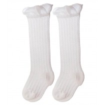 [White] 2 Pairs Baby Knee High Stockings Children Tube Socks
