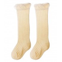 2 Pairs Baby Knee High Stockings Tube Socks for Children Yellow
