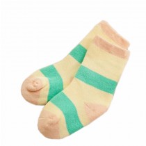 Set of 2 Newborn Thick Warm Cotton Socks 0-24 Months Baby Green Yellow Stripe
