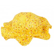 Soft Cotton Baby Sun Hats Floral Pattern Sunhat Girls Sun Summer Hat, Yellow