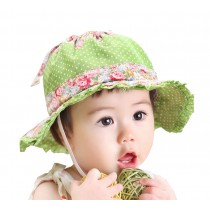 Baby Durable Summer Hat Fashion Girl Pretty Floral Hat Cute Beach Hat Green 20''