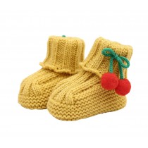 Durable Lovely Winter Baby shoes Warm Cute Cherry Indoor Outdoor Socks Yellow