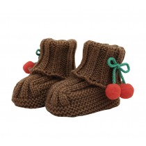 Durable Lovely Winter Baby shoes Warm Cute Cherry Indoor Outdoor Socks Brown